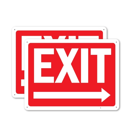 Signmission Exit Sign, Plastic, 14 in W, 10 in H, Exit Right OS-2PACK-MISC-P-1014-L-19486